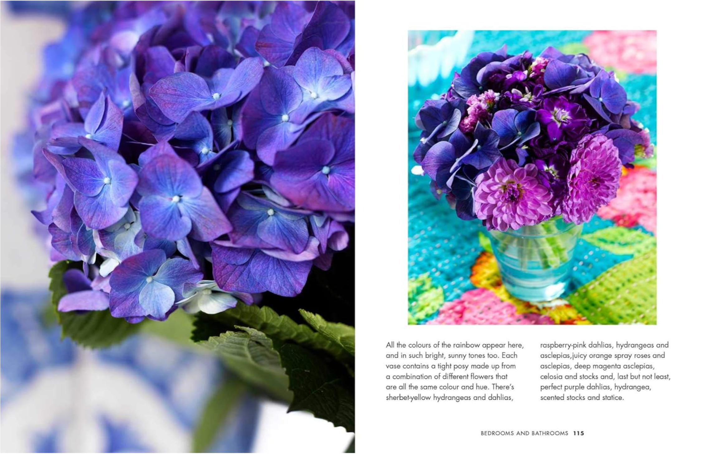 Book Jane Packer Flowers Bouquet of purple flowers with a close-up and additional image on a colorful background.