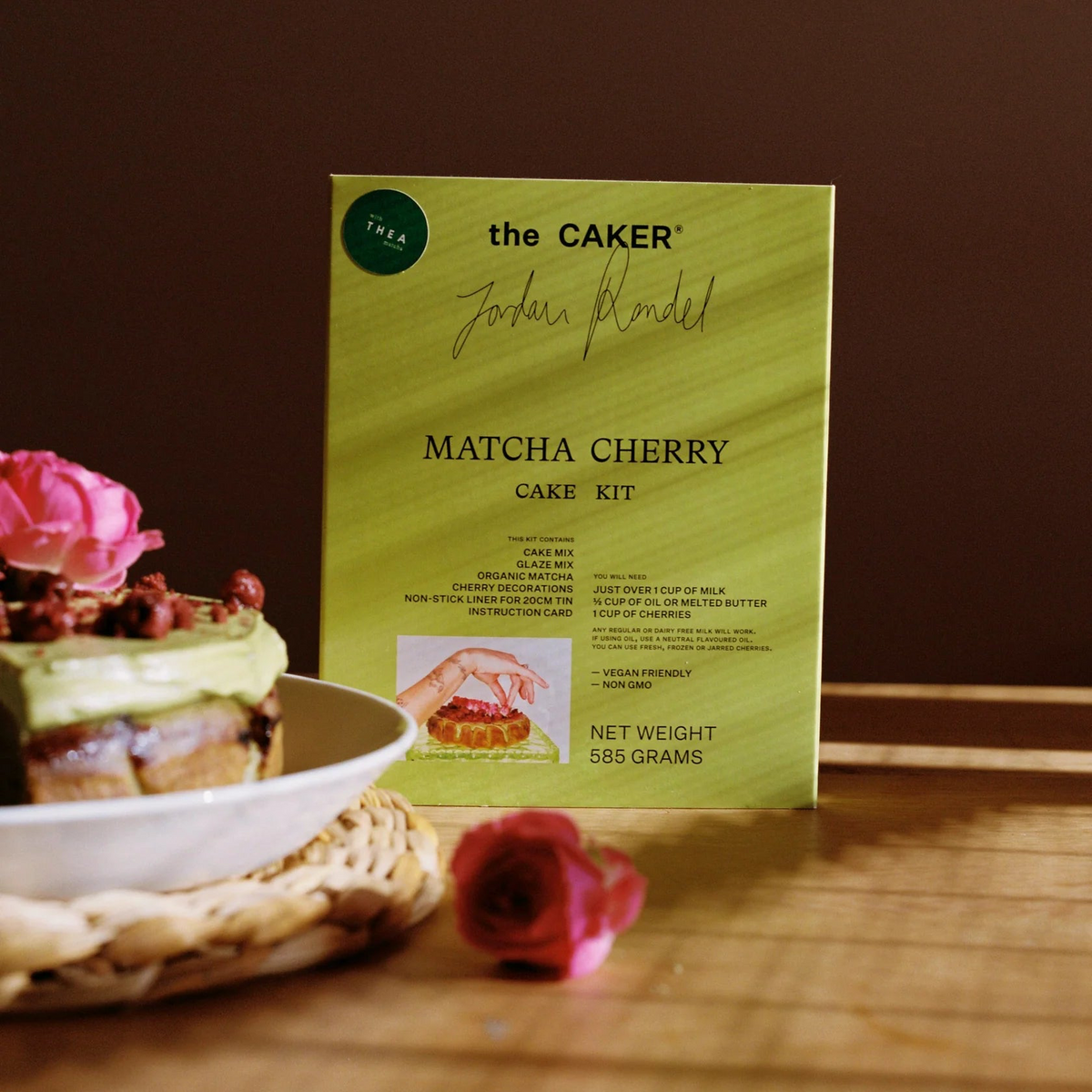 Matcha Cherry caker kit and cake