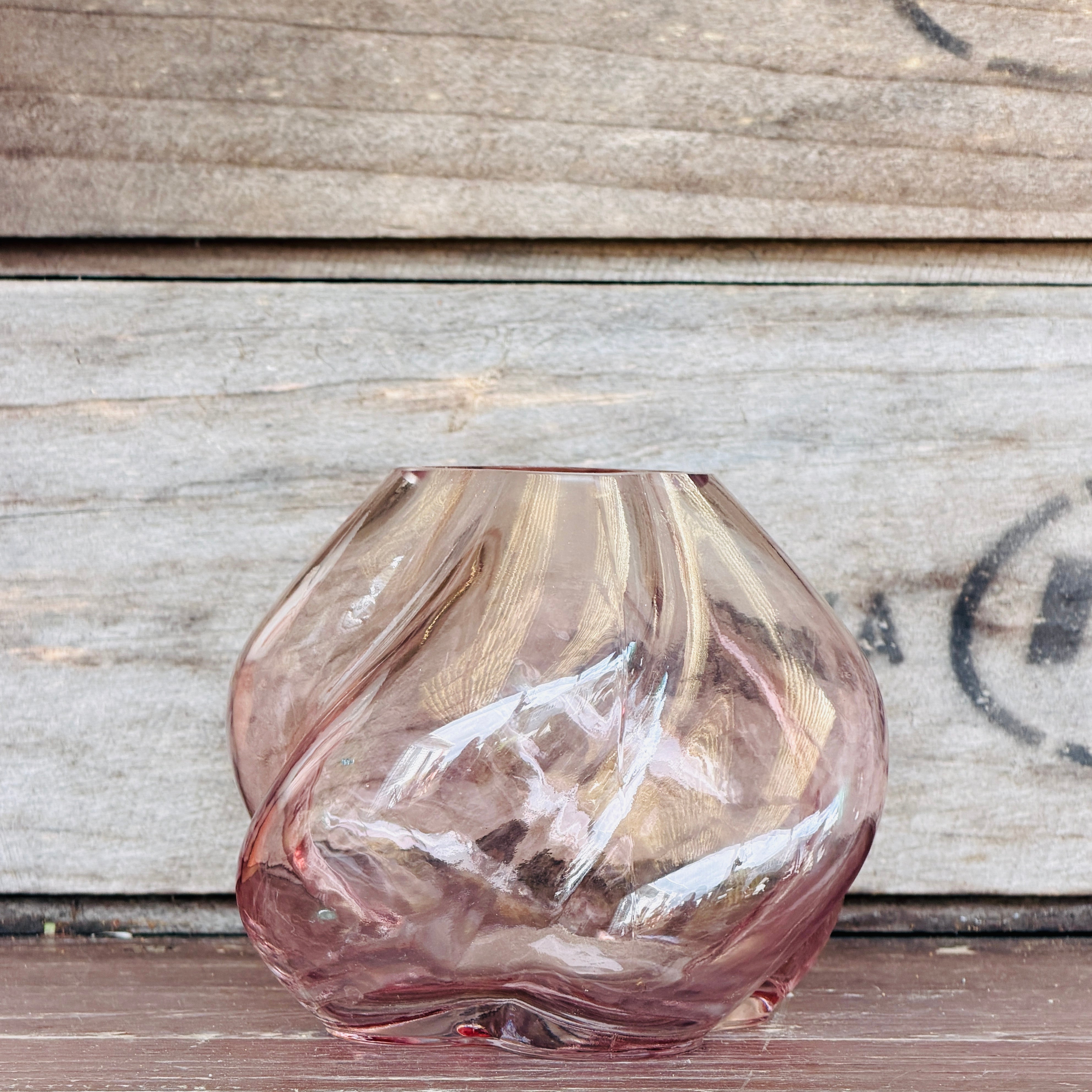 Small pink glass vase