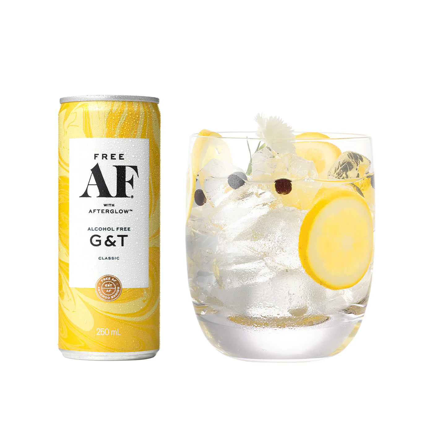 Cans of AF alcohol free G&T drinks