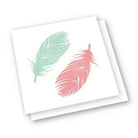 Card with a pink feather and a white feather