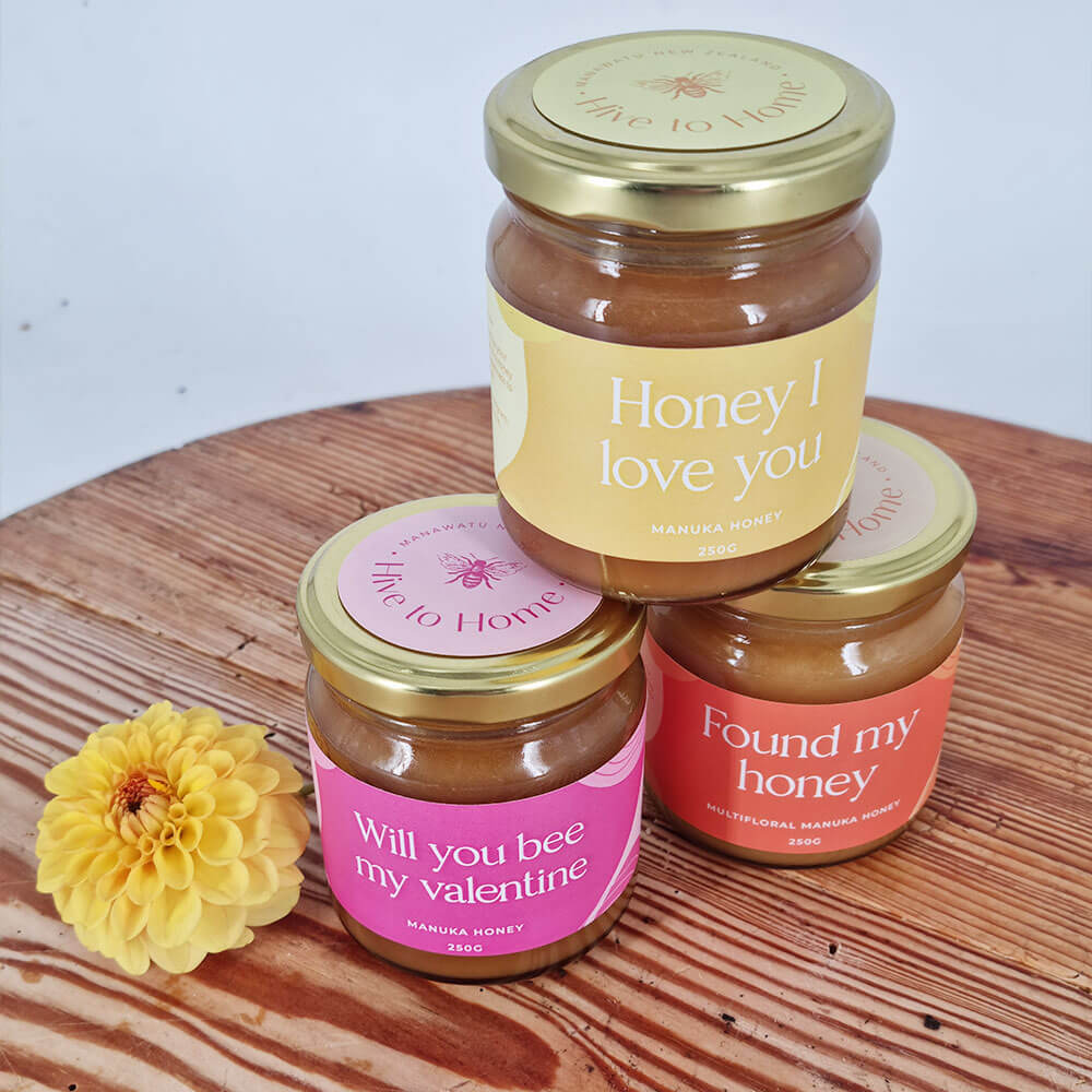 Jars of hive to home honey