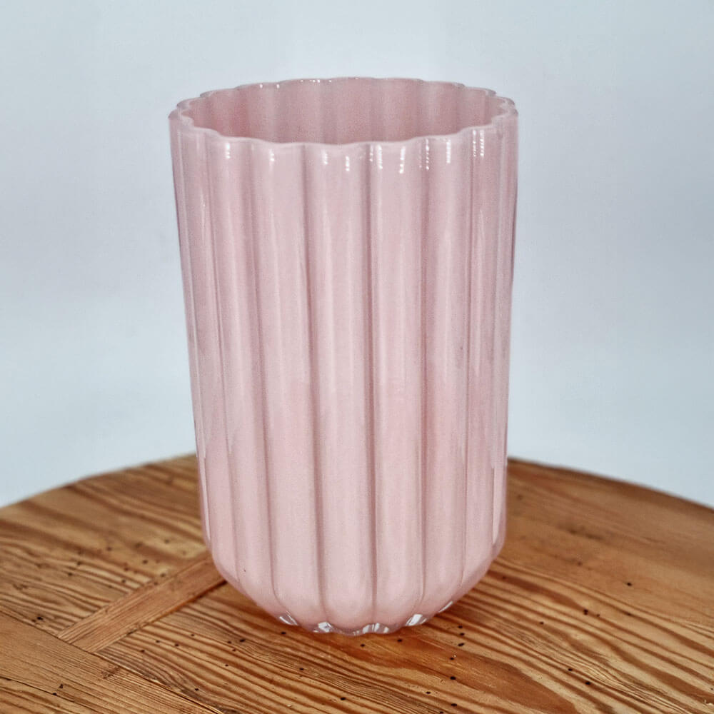 pink opaque glass vase