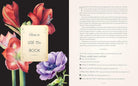 Book The Complete Language of Flowers Floral design with a 'How to Use This Book' card and text on a black background