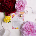 Blooming tea ball on a card with affirmation text